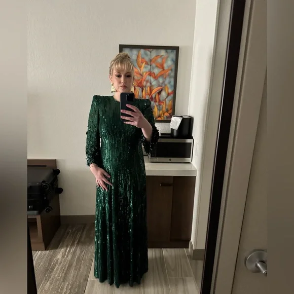 Jenny Packham Forest Green Nymph Dress worn once - Picture 9 of 12